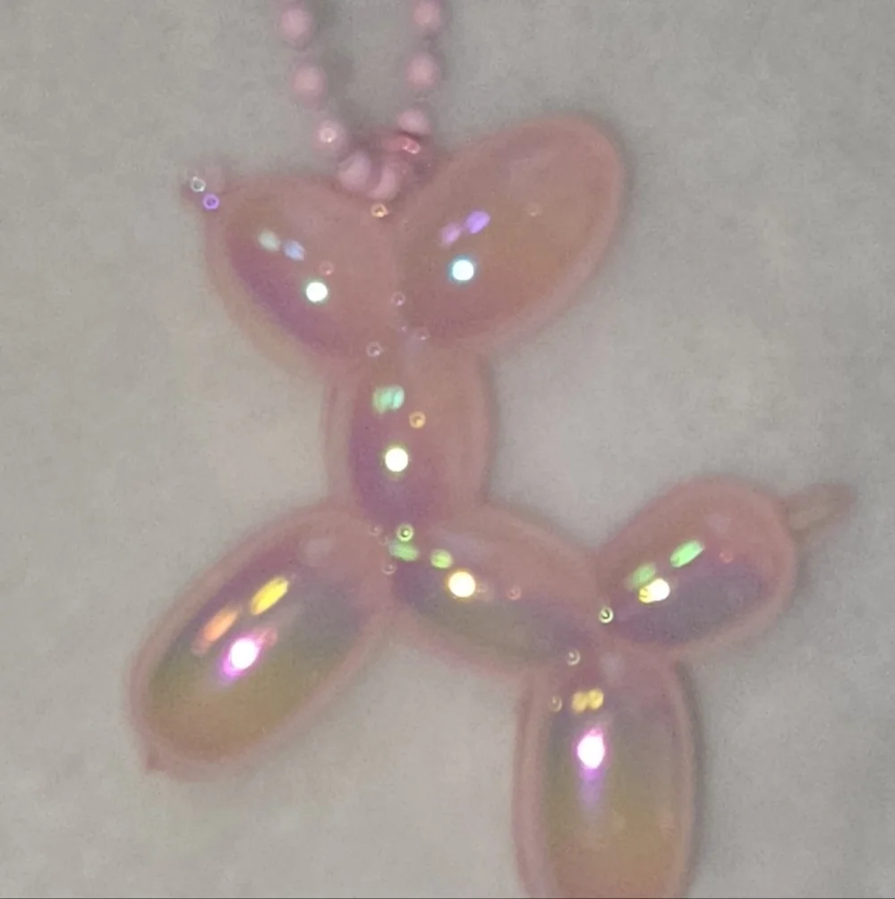 Pink Iridescent Balloon Dog Bag Charm/ Key Chain New